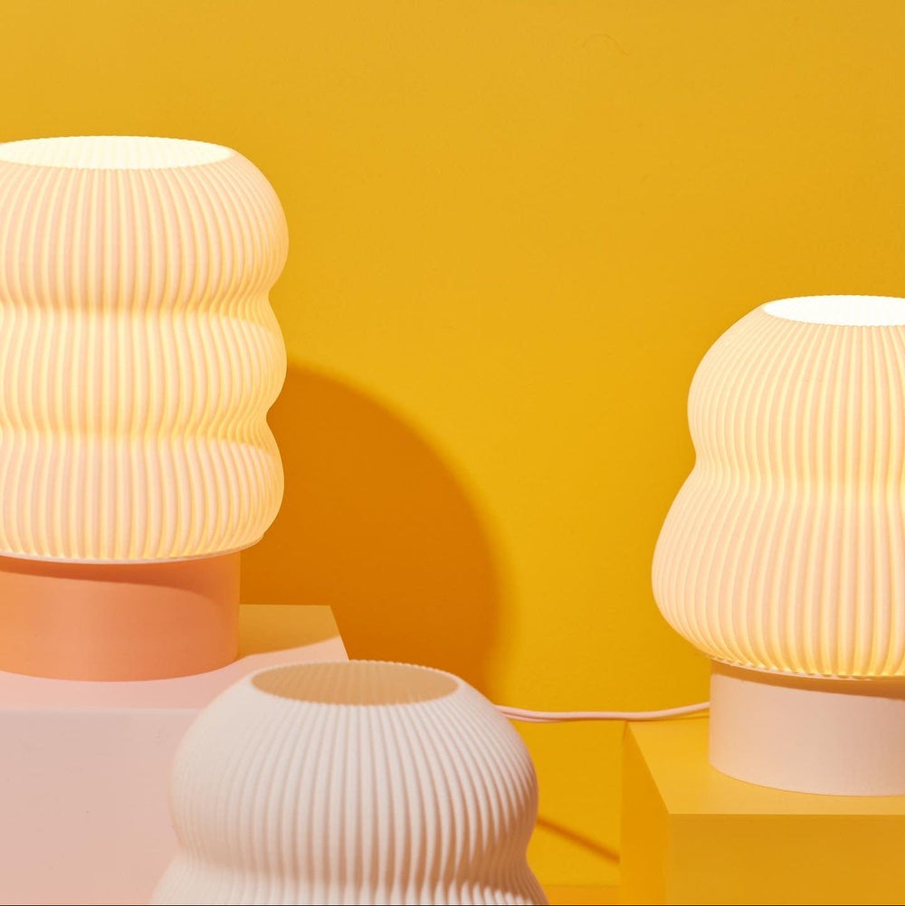 Lola and Poly lamps with pleated shades